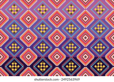 Ikat floral paisley embroidery on white background.Ikat ethnic oriental seamless pattern traditional.Aztec style abstract vector illustration. perfect for texture,fabric,clothing,wrapping,decoration.