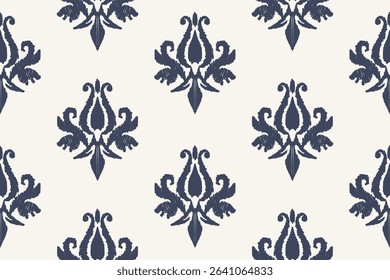 Ikat floral paisley embroidery on white background.Ikat ethnic oriental pattern traditional.Aztec style abstract vector illustration.design for texture,fabric,clothing,wrapping,decoration,sarong,scarf