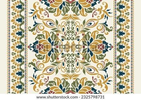 Ikat floral paisley embroidery on white background.Ikat ethnic oriental pattern traditional.Aztec style abstract vector illustration.design for texture,fabric,clothing,wrapping,decoration,scarf,carpet Zdjęcia stock © 