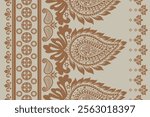 Ikat floral paisley embroidery seamless pattern. Ikat ethnic flower oriental pattern traditional. Motifs African boho. Ethnic ikat floral Border Indian floral Aztec embroidery border