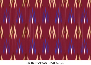 Ikat floral paisley embroidery seamless  on background. Ikat ethnic oriental pattern traditional. Aztec style abstract vector illustration. design for fashion texture,fabric,clothing,wrapping.