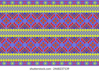 Ikat floral paisley embroidery seamless. Ethnic Ikat oriental traditional pattern. Aztec style illustration design for fabric, clothing, home and decor, texture, ornament, element, fashion, interior