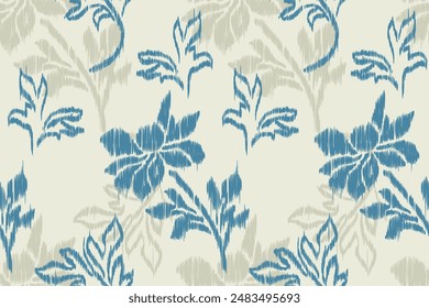 Ikat floral paisley embroidery seamless pattern on background. Ikat ethnic flower oriental pattern traditional. Aztec style abstract vector illustration. design for ikat floral fashion fabric,clothing