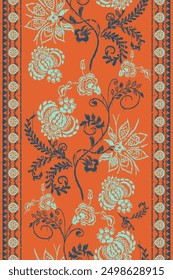 Ikat floral paisley embroidery seamless pattern on background. Ikat ethnic oriental pattern traditional. Aztec style abstract vector illustration. design for ikat fashion texture,fabric,clothing,wrapp