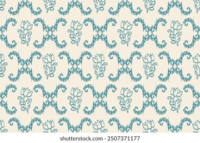 Ikat floral paisley embroidery seamless pattern on background. Ikat ethnic oriental pattern traditional. Aztec style abstract vector illustration. design for ikat fashion texture,fabric,clothing,wrapp