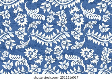 Ikat floral paisley bordado sem costura padrão. Padrão oriental de flor étnica Ikat tradicional. Motivos boho africano. Étnico ikat floral Borda floral indiana Bordado asteca