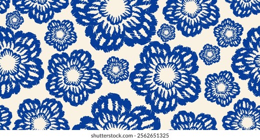 Ikat floral paisley embroidery seamless pattern on background. Ikat ethnic flower oriental pattern traditional. Aztec-style abstract vector illustration. design for ikat floral fashion fabric,clothing