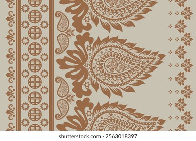 Ikat floral paisley embroidery seamless pattern. Ikat ethnic flower oriental pattern traditional. Motifs African boho. Ethnic ikat floral Border Indian floral Aztec embroidery border