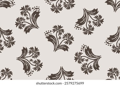 Ikat floral paisley embroidery seamless pattern on background. Ikat ethnic flower oriental pattern traditional. Aztec style abstract vector illustration. design for ikat floral fashion fabric,clothing