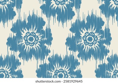 Ikat floral paisley embroidery seamless pattern on background. Ikat ethnic flower oriental pattern traditional. Aztec style abstract vector illustration. design for ikat floral fashion fabric,clothing