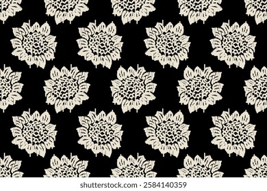 Ikat floral paisley embroidery seamless pattern on background. Ikat ethnic flower oriental pattern traditional. Aztec style abstract vector illustration. design for ikat floral fashion fabric,clothing