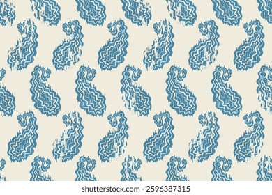 Ikat floral paisley embroidery seamless pattern on background. Ikat ethnic flower oriental pattern traditional. Aztec style abstract vector illustration. design for ikat floral fashion fabric,clothing
