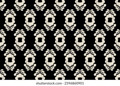 Ikat floral paisley embroidery seamless pattern on background. Ikat ethnic flower oriental pattern traditional. Aztec style abstract vector illustration. design for ikat floral fashion fabric,clothing