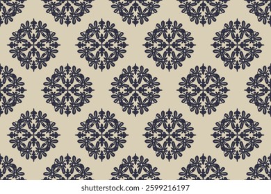 Ikat floral paisley embroidery seamless pattern on background. Ikat ethnic flower oriental pattern traditional. Aztec style abstract vector illustration. design for ikat floral fashion fabric,clothing