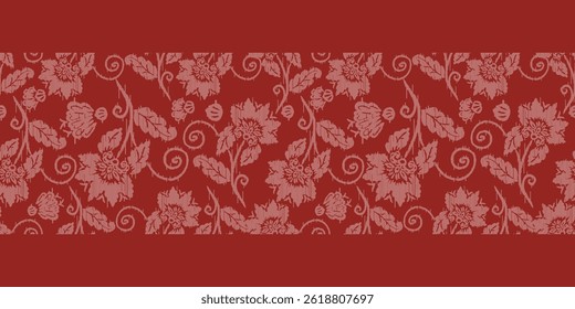Ikat floral paisley embroidery seamless pattern on background. Ikat ethnic flower oriental pattern traditional. Aztec style abstract vector illustration. design for ikat floral fashion fabric,clothing