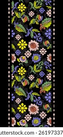 Ikat floral paisley embroidery seamless pattern on background. Ikat ethnic flower oriental pattern traditional. Aztec style abstract vector illustration. design for ikat floral fashion fabric,clothing