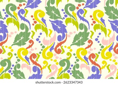 Ikat floral paisley embroidery seamless pattern on background. Ikat ethnic flower oriental pattern traditional. Aztec style abstract vector illustration. design for ikat floral fashion fabric,clothing