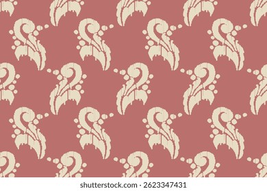 Ikat floral paisley embroidery seamless pattern on background. Ikat ethnic flower oriental pattern traditional. Aztec style abstract vector illustration. design for ikat floral fashion fabric,clothing