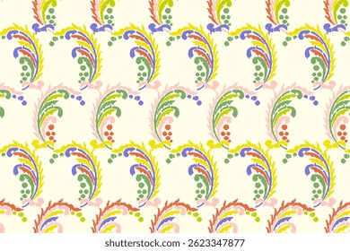 Ikat floral paisley embroidery seamless pattern on background. Ikat ethnic flower oriental pattern traditional. Aztec style abstract vector illustration. design for ikat floral fashion fabric,clothing