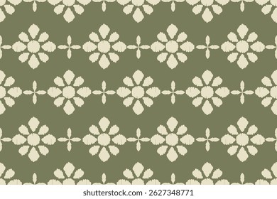 Ikat floral paisley embroidery seamless pattern on background. Ikat ethnic flower oriental pattern traditional. Aztec style abstract vector illustration. design for ikat floral fashion fabric,clothing