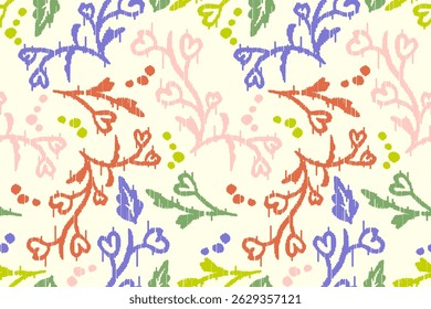 Ikat floral paisley embroidery seamless pattern on background. Ikat ethnic flower oriental pattern traditional. Aztec style abstract vector illustration. design for ikat floral fashion fabric,clothing