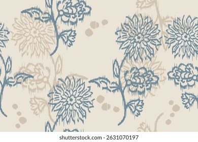 Ikat floral paisley embroidery seamless pattern on background. Ikat ethnic flower oriental pattern traditional. Aztec style abstract vector illustration. design for ikat floral fashion fabric,clothing