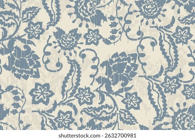 Ikat floral paisley embroidery seamless pattern on background. Ikat ethnic flower oriental pattern traditional. Aztec style abstract vector illustration. design for ikat floral fashion fabric,clothing