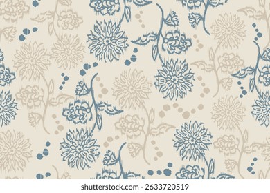 Ikat floral paisley embroidery seamless pattern on background. Ikat ethnic flower oriental pattern traditional. Aztec style abstract vector illustration. design for ikat floral fashion fabric,clothing