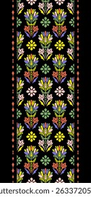 Ikat floral paisley embroidery seamless pattern on background. Ikat ethnic flower oriental pattern traditional. Aztec style abstract vector illustration. design for ikat floral fashion fabric,clothing
