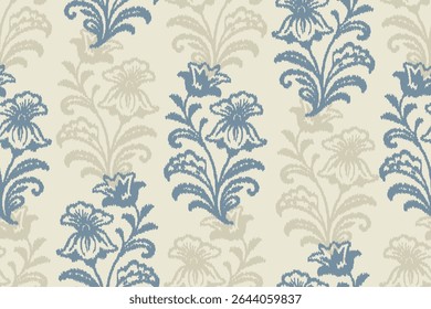 Ikat floral paisley embroidery seamless pattern on background. Ikat ethnic flower oriental pattern traditional.Aztec style abstract vector illustration. design for texture, fabric, clothing, wrapping,