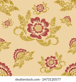 Ikat Blumen Paisley Stickerei.Ikat ethnisch orientalisch nahtlose Muster traditionell.Aztec Stil abstrakte Vektorillustration.Design für Textur, Stoff, Kleidung, Verpackung, Dekoration
