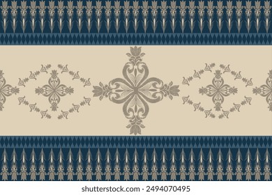 ikat floral Pattern hand draw, Motif ethnic  seamless textile illustration,  embroidery, print striped ornament floral, pattern, design for wrapping, silk, scarf, background, textile, 