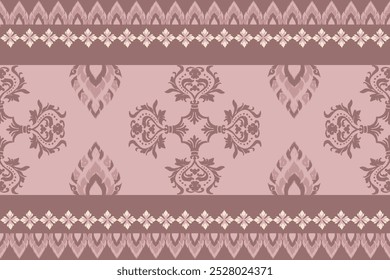 Ikat  floral pattern hand drawn on pastel tones, Motif ethnic  floral seamless textil,  embroidery, print striped ornament floral, pattern, design for wrapping, silk, scarf, background, textile