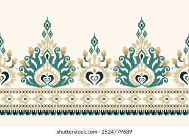 Ikat floral pattern on white background,Ikat ethnic oriental pattern,Ikat design pattern,vector illustration,Aztec style,hand drawn.design for texture,fabric,clothing,wrapping,decoration,sarong,print 