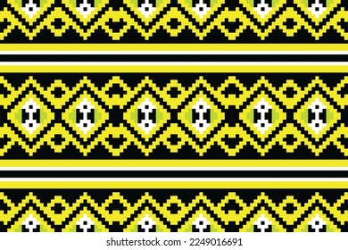Ikat floral pattern print art. folk embroidery, and Mexican style Ethnic Textile Motif ikat seamless pattern digital vector design for Print saree sari Kurti Borneo Fabric border brush symbol
