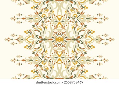 Ikat floral pattern,Ikat ethnic oriental pattern on white background,vector illustration,Ikat floral embroidery,hand drawn background.design for texture,fabric,clothing,decoration,kilim,sarong,print.