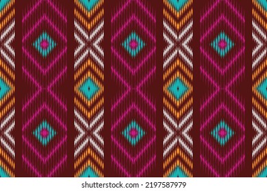 Patrón de ikat abstracto e inexorable en color tierra. atar o desatar. Esto se refiere al método de tintado utilizado para dar a los textiles su singular vitalidad de diseño y color.
