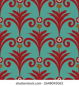 Ikat florale nahtlose Muster. Stickerei , gestreifte Ornament Blumenmuster bedruckt. Textur Textil Hintergrund Vektorgrafik verzieren eleganten Luxus Vintage Retro-Stil. Handgezeichnet botanisch.