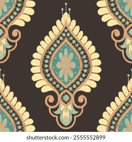 Ikat floral seamless pattern illustration ,Ikat  texture, fabric, clothing.