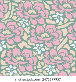 Ikat floral seamless pattern on white background vector illustration.Ikat oriental embroidery.Aztec style,hand drawn,baroque pattern.design for texture,fabric,clothing,decoration,sarong,fashion women