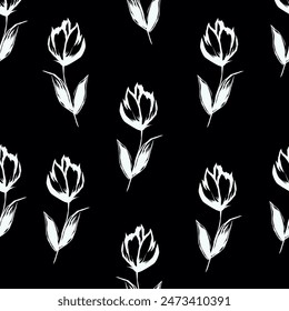 Ikat floral seamless pattern on white background vector illustration.Ikat oriental embroidery.Aztec style,hand drawn,baroque pattern.design for texture,fabric,clothing,decoration,sarong,fashion women