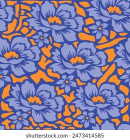 Ikat floral patrón sin costuras en el fondo blanco Ilustración vectorial.Ikat bordado oriental.Estilo azteca, dibujado a mano, patrón barroco.design para textura, tela, ropa, decoración, sarong, mujeres de la moda