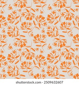 Ikat floral seamless pattern on white background vector illustration.Ikat oriental embroidery.Aztec style,hand drawn,baroque pattern.design for texture,fabric,clothing,decoration,sarong,fashion women
