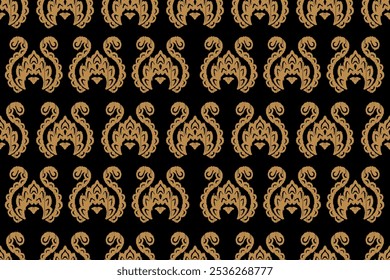 Patrón inconsútil floral de Ikat en el fondo, patrón inconsútil del damasco, Ilustración vectorial, bordado oriental étnico de Ikat, estilo azteca, barroco. diseño para la textura, fab, ropa, decoración, moda.