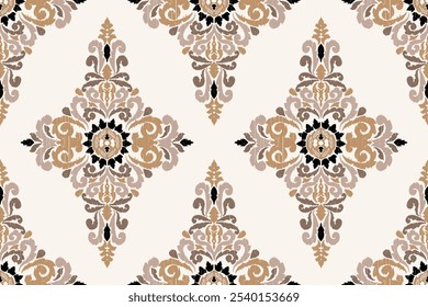 Ikat floral padrão sem emenda no fundo,padrão sem emenda damasco,ilustração vetorial,bordado oriental étnico Ikat,estilo asteca,baroque.design para textura,fab,roupas,decoração,moda.