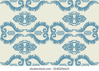 Ikat floral seamless pattern on background,damask seamless pattern,vector illustration,Ikat ethnic oriental embroidery,Aztec style,baroque.design for texture,fab,clothing,decoration,fashion.