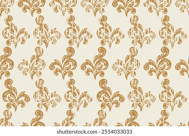Ikat floral seamless pattern on background,damask seamless pattern,vector illustration,Ikat ethnic oriental embroidery,Aztec style,baroque.design for texture,fab,clothing,decoration,fashion.