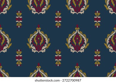 Patrón inconsútil floral de Ikat en el fondo, patrón inconsútil del damasco, Ilustración vectorial, bordado oriental étnico de Ikat, estilo azteca, barroco. diseño para la textura, fab, ropa, decoración, moda.