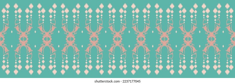 Ikat floral tribal cross Seamless Pattern. Ethnic Geometric Ikkat Batik Digital vector textile Design for Prints Fabric saree Mughal brush symbol Swaths texture Kurti Kurtis Kurtas