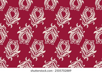 Ikat floral vintage design embroidary seamless pattern on background vector illustration.Ikat ethnic oriental embroidery traditional.Indian Ikat pattern Aztec style abstract.design for texture,fabric.